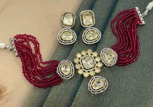 Traditionnel Plaqué Or Moissanite Bijoux Collection De Luxe Style Ethnique Collier Ras Du Cou Boucles D'oreilles Femmes Filles Fêtes Mariages - Product Image 4