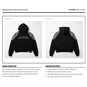 Sweat à capuche pour homme en polaire polyester/coton de haute qualité, broderie 3D en strass, poids lourd 350 g/m², logo en cristal personnalisé, coupe classique - Product Image 6