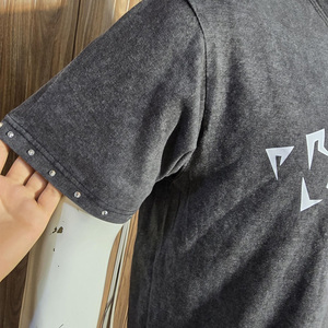 OEM Custom Screen Printed Oversize <b>Acid</b> Wash T Shirt Rhinestone Men's Vintage Washed 100% Cotton <b>Drop</b> Shoulder T Shirt - Product Image 5