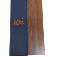 Porte-menu en cuir PU de qualité supérieure, format A4, couleur personnalisée, pour restaurants, bars, hôtels, avec placage bois et cuivre, personnalisable