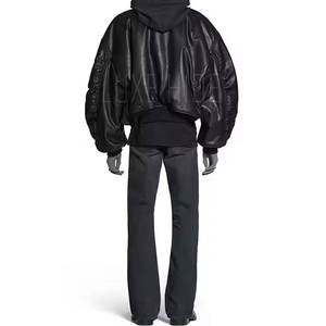 Meilleure vente Veste en cuir imperméable pour hommes Veste en cuir à capuche pour hommes - Product Image 4