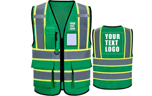 Gilets de sécurité personnalisés OEM vente en gros fermeture à glissière avant et support d'identification transparent à usage professionnel pour les gardes - Product Image 4