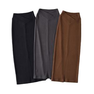 กระโปรงแมกซี่ทรงเอไลน์ลำลองสำหรับผู้หญิงผ้าสแปนเด็กซ์/ โพลีเอสเตอร์ป้องกันไฟฟ้าสถิตย์สไตล์ฤดูใบไม้ร่วง - Product Image 2