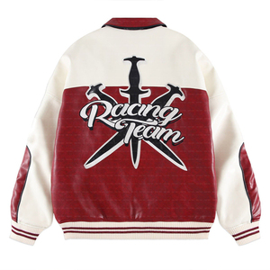 Chaqueta de carreras Nascar de cuero con parche bordado de motocicleta retro personalizada nueva de alta calidad OEM al por mayor para hombre - Product Image 4