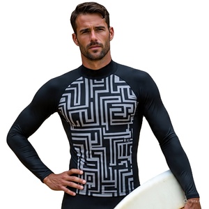 Men <b>Printed</b> Rash Guard Long Sleeve Swim Beach Wear Compression Shirts Men's Athletic Tight Shirt Yoga Fitness Wear Rash Guard - Product Image 1