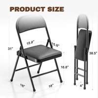 Chaise pliante en métal de style japonais, design moderne vietnamien, avec coussin en cuir PU, cadre en Y, portable, pour intérieur/extérieur, idéale pour le salon