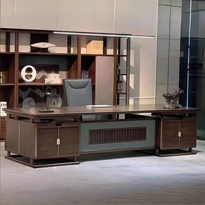 Premium Brown <b>Solid</b> <b>Wood</b> Executive <b>Desk</b> Rectangular with Reinforced Supports and Curved Safety Edge 1-Year Warranty - Product Image 1