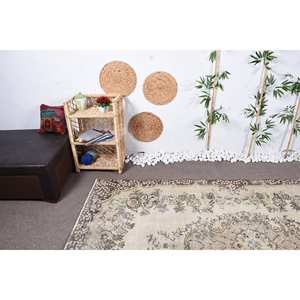 Alfombra clásica de lana marrón Beige tradicional con diseño de retazos turcos Vintage de 5,6x8,9 pies hecha a mano para juegos de alfombras de dormitorio - Product Image 5