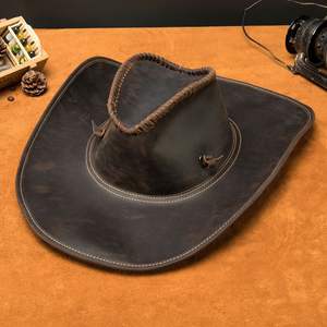 New Custom Western <b>Cowboy</b> Men Outdoor Leather <b>Cowboy</b> <b>Hats</b> <b>Cowboy</b> <b>Hats</b> in Genuine Leather Fashion <b>Hats</b> in wholesale - Product Image 2