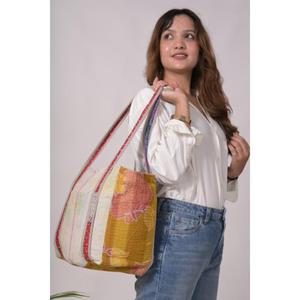 Bolso Vintage Kantha de Algodón con Retales para Mujer, Bolso de Mano de Algodón y Seda Reversible Artesanal Indio, Bolsa de Compras con Estampado - Product Image 3
