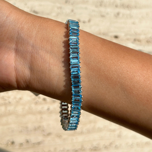 High End 925 Solid Silver Stackable Tennis <b>Bracelet</b> Set Trendy Baguette Blue Topaz <b>Fine</b> <b>Chain</b> <b>Link</b> <b>Bracelets</b> Top Seller Gift for - Product Image 2