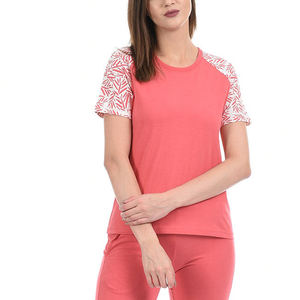 Ensembles de t-shirts d'été décontractés 2 pièces pour femmes élégantes coupe régulière 100% coton impression de logo personnalisable solide à la mode pour femmes - Product Image 5