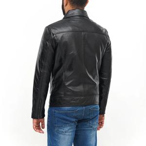 Chaqueta de Cuero Vacuno Genuino para Hombre, Color Negro y Marrón, Cuello Alto, Informal, Acolchada, Impermeable, Transpirable y Ecológica para Invierno - Product Image 3