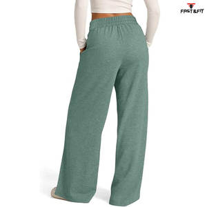 Pantalones de mujer de Color personalizado de nuevo diseño de alta calidad 2025, pantalones de chándal acampanados de algodón para mujer - Product Image 3