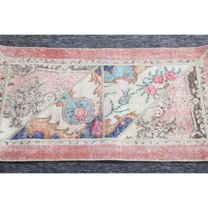 Vintage 1.9x3.37 ft Rug, Small Turkish Rug, <b>Red</b> Patchwork <b>Wool</b> Rug - Product Image 4