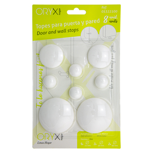 Topes adhesivos para paredes / puertas / ventanas / muebles 2 x 0/60 mm. / 2 x 40 mm. / 4 x 22 mm. (Paquete blíster de 8 piezas) - Product Image 3