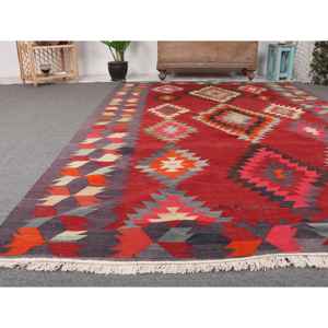 Alfombra vintage, alfombra grande de 5.9x8.9 pies, alfombra turca de lana con motivos de plantas y árboles rojos - Product Image 5