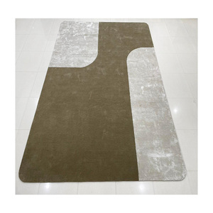 Bords ronds circulaires festonnés projets de designer d'intérieur d'hôtel tapis tissé à la main usine de tapis laine de nouvelle-zélande viscose moderne - Product Image 2
