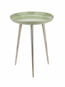 Mesa auxiliar de metal esmaltado de latón AK en verde claro y mesa personalizada con acabado plateado para muebles de hotel/muebles para el hogar - Product Image 2