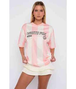 Camiseta de Mujer con Cuello Redondo, Estampado Veraniego, Holgada, Ecológica, Color Rosa - Product Image 6