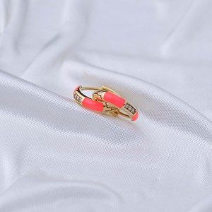 Pendientes de Aro con Diseño de Esmalte Naranja Neón, Venta al por Mayor, Joyería Turca Hecha a Mano, Plata de Ley 925, Joyería Fina Elegante y Moderna - Product Image 4