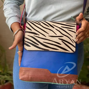 Sac en cuir fait main avec imprimé animal sac à main en cuir recyclé coloré femme sac à main sac à bandoulière moyen sac de selle à bandoulière - Product Image 1