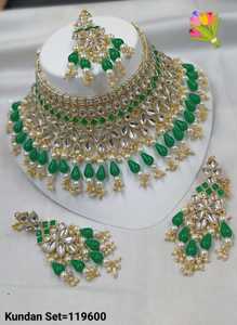 ÚLTIMO ANTIGUO MOTIPEARL & DROP COLLAR GARGANTILLA CHAPADO EN ORO A LA MODA CON CONJUNTO DE PENDIENTES MANGTIKKA Y CONJUNTO DE JOYERÍA MUJER - Product Image 2