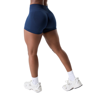 Shorts Deportivos de Cintura Alta sin Costuras Azul Marino para Mujer, Leggings de Compresión Elásticos para Entrenamiento, Ropa Deportiva a Prueba de Sentadillas - Product Image 4