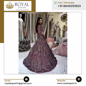 เสื้อผ้าพื้นเมืองอินเดียใหม่สวยงามเปิดตัว georgette lehenga choli มีลำดับและงานปัก - Product Image 2
