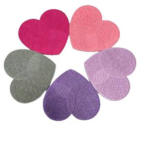Factory Wholesale Heart-shaped Silicone Love Wash <b>Pad</b> with <b>Suction</b> Cup Makeup Brush Cleaner Powder Puff - Product Image 1