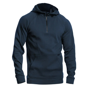 Veste décontractée de style nouveau pour hommes pour l'automne et l'hiver Sweats à capuche à manches longues avec demi-fermeture éclair en polaire - Product Image 2