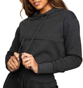 เสื้อกันหนาวแขนยาวมีฮู้ดซิป + กางเกงผ้ายืดทรงสลิมสำหรับผู้หญิงชุด2ชิ้นสำหรับฤดูหนาวชุดกีฬาแบบลำลองของผู้หญิงชุดวิ่งออกกำลังกายกางเกงเทอร์รี่โอเวอร์ไซส์ออกแบบโลโก้ได้ตามต้องการ - Product Image 5