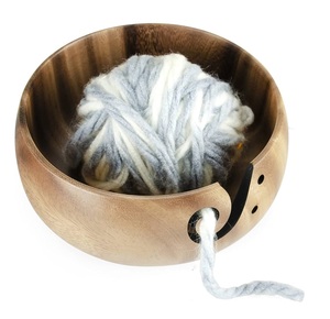 Custom <b>Engraved</b> Acacia <b>Wooden</b> Yarn Bowl with Holes Handmade in India Eco-Friendly High Quality Custom Color Hand Knitting <b>Tool</b> - Product Image 4