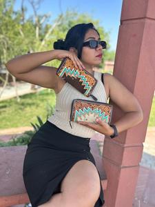 Véritable Western Style cheveux sur peau coloré usiné fourrure cuir pochette femmes conçu sac à main vente chaude usiné cuir fermeture éclair portefeuille - Product Image 2