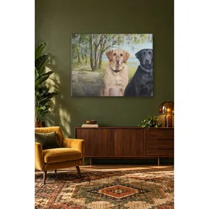 Impression sur toile Fida Yellow and Black Labradors by the Forest - Product Image 2