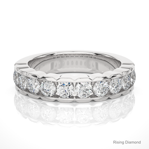 1,5 quilates corte redondo laboratorio cultivado diamante media eternidad conjunto CVD boda banda en oro blanco aniversario anillos de regalo - Product Image 1