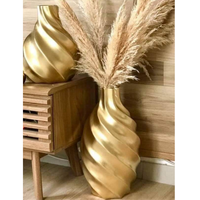 Vases élégants en fibre de verre dorés de luxe pour centre de table de mariage, pots de fleurs géants pour l'intérieur de la maison