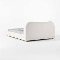 Cadre de lit double réglable en tissu moderne capitonné et rafraîchissant, taille Queen, cadre en bois, Diana blanc bouclé, meubles de chambre à coucher