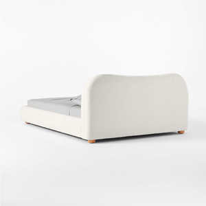 Cadre de lit double réglable en tissu moderne capitonné et rafraîchissant, taille Queen, cadre en bois, <span class=keywords><strong>Diana</strong></span> blanc bouclé, meubles de chambre à coucher - Product Image 4