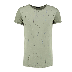 Yingling 250g Vintage Boxy t-shirt pierre lavé en détresse hommes T-shirts goutte épaule en détresse recadrée t-shirts Sun Fade t-shirt - Product Image 5