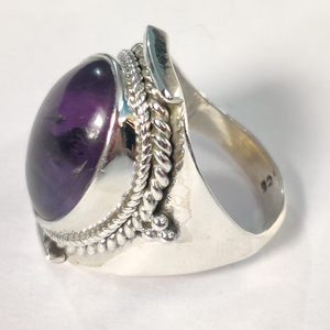 Iroc-Anillo de amatista púrpura, banda gruesa, 100 natural, hecho a mano, semipreciosa - Product Image 2