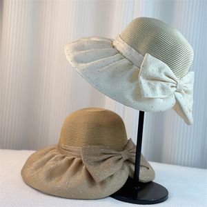 Chapeau <span class=keywords><strong>de</strong></span> pêcheur d'été pour femmes à grand bord pliable Denim plage chapeau <span class=keywords><strong>de</strong></span> soleil UV Protection solaire nœud papillon pour Sports <span class=keywords><strong>de</strong></span> plein air usage décontracté - Product Image 2