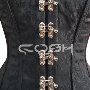 ผู้ผลิตชุดคอร์เซ็ทผ้าไหมสีดำแบบสั่งทำพิเศษ พร้อมตัวล็อคด้านหน้า - Product Image 3