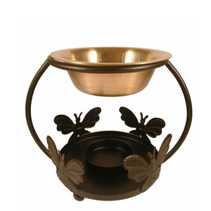 Quemador de aceite de aroma negro de metal con tazón de vidrio - Product Image 2