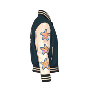 100% Cotton Men's Vintage Letterman Varsity Jacket Oversized <b>Drop</b> Shoulder <b>Stand</b> Collar Chenille Embroidery High Street Style - Product Image 4