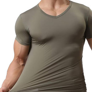 T-shirt de gymnastique à compression 100% coton de haute qualité pour hommes, motif solide, 210 grammes, course à pied, utilisation en gros, prix de vente vierge - Product Image 1