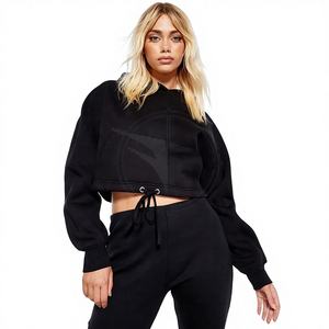 Sudadera Corta de Moda para Mujer, 470 GSM, Felpa de Algodón Gruesa, Informal, para Invierno, Estilo Urbano, Fabricante y Proveedor OEM - Product Image 1