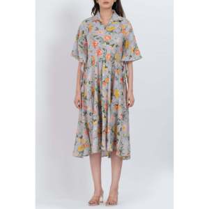 Vestido Midi con Botones Frontales y Mangas Tipo Kimono, Estilo Gótico con Cuello, Transpirable y Transparente, para Ocasiones Bohemias, Talla XS - Product Image 3
