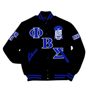 Phi Beta Sigma Fraternité 1914 Bleu Blanc Varsity Letterman Veste Vie Grecque Chenille Patch College Style Veste - Product Image 2