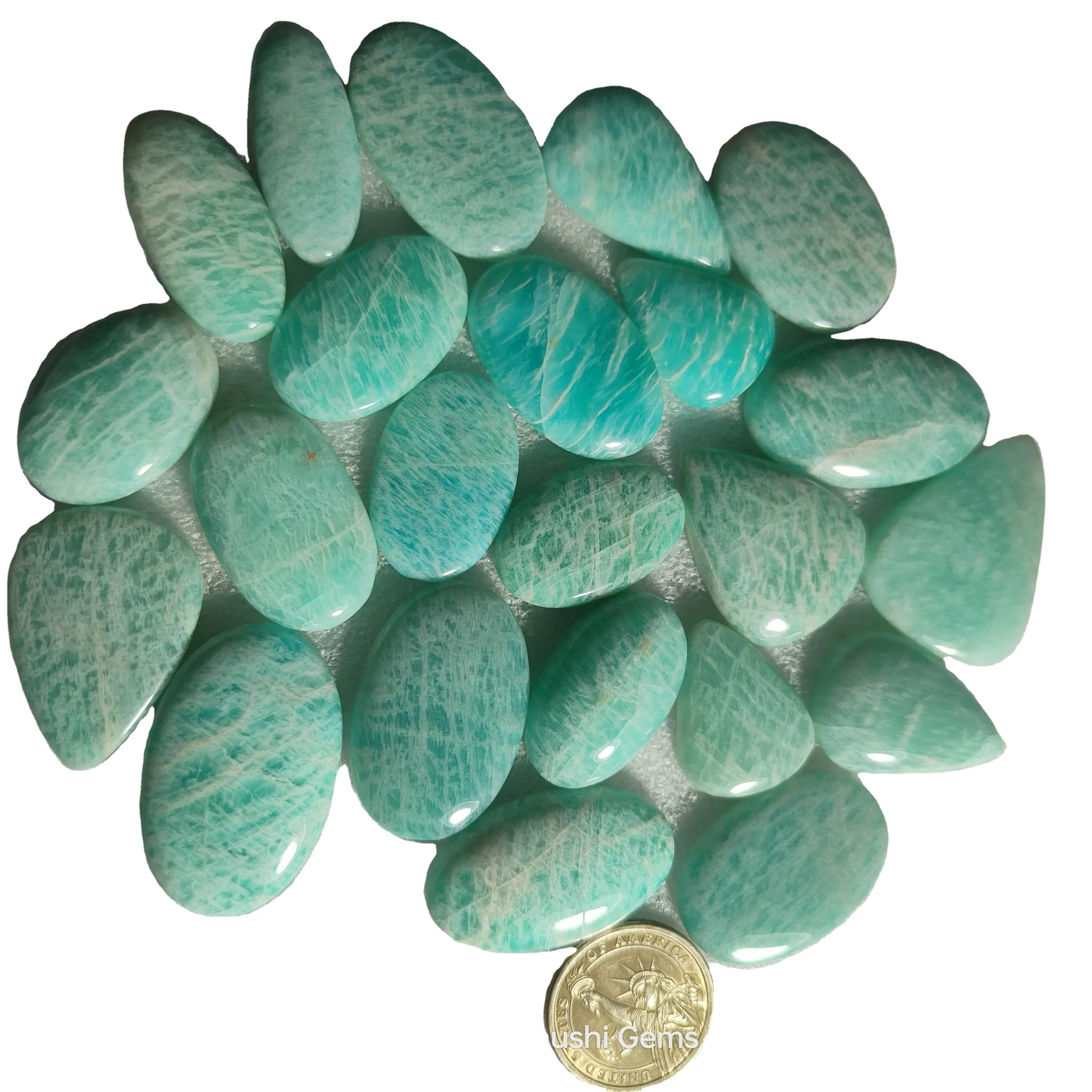 Mavi Mix şekli amazonit taş doğal amazonit taş taş el yapımı cilalı şifa taş takı toptan için yapma